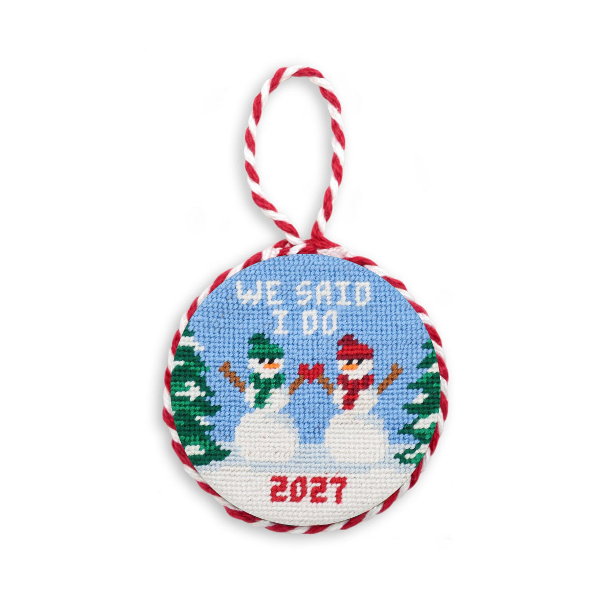 We Said I Do Snowmen 2027 Needlepoint Ornament by Smathers & Branson - Country Club Prep