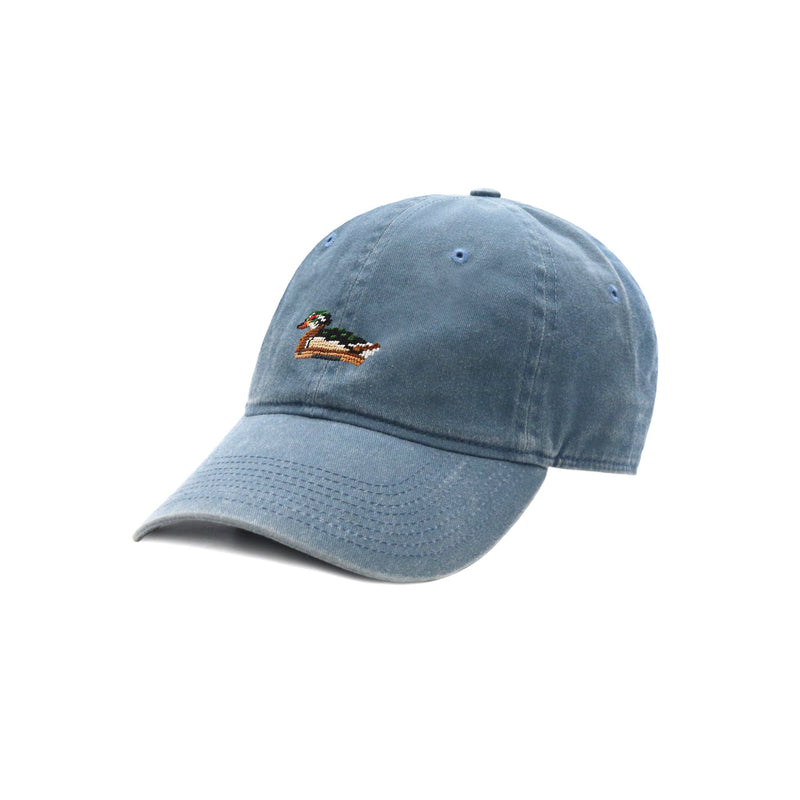 Wood Duck Decoy Needlepoint Hat in Steel Blue by Smathers & Branson