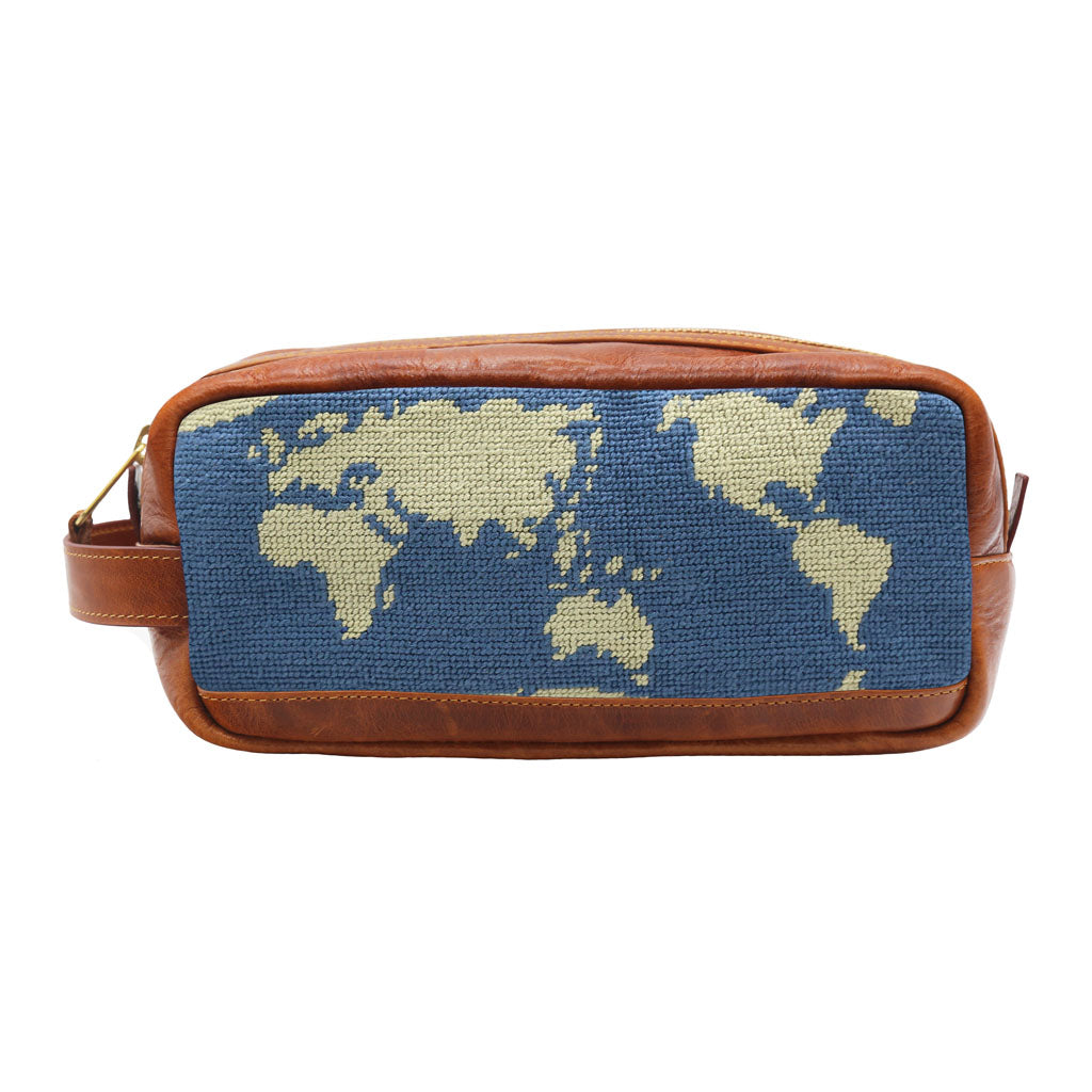 World Map Needlepoint Toiletry Bag by Smathers & Branson - Country Club Prep