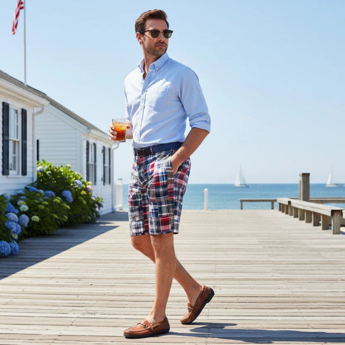 Cisco Short in Bromley Patch Madras by Castaway Clothing - Country Club Prep