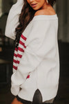 US Flag Side Slit Drop Shoulder Sweater - Country Club Prep