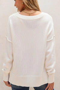 US Flag Side Slit Drop Shoulder Sweater - Country Club Prep