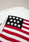US Flag Side Slit Drop Shoulder Sweater - Country Club Prep