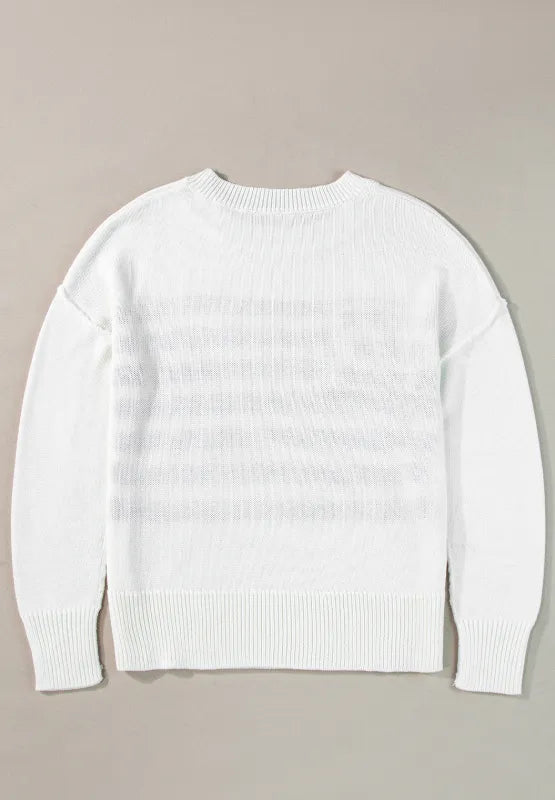 US Flag Side Slit Drop Shoulder Sweater - Country Club Prep