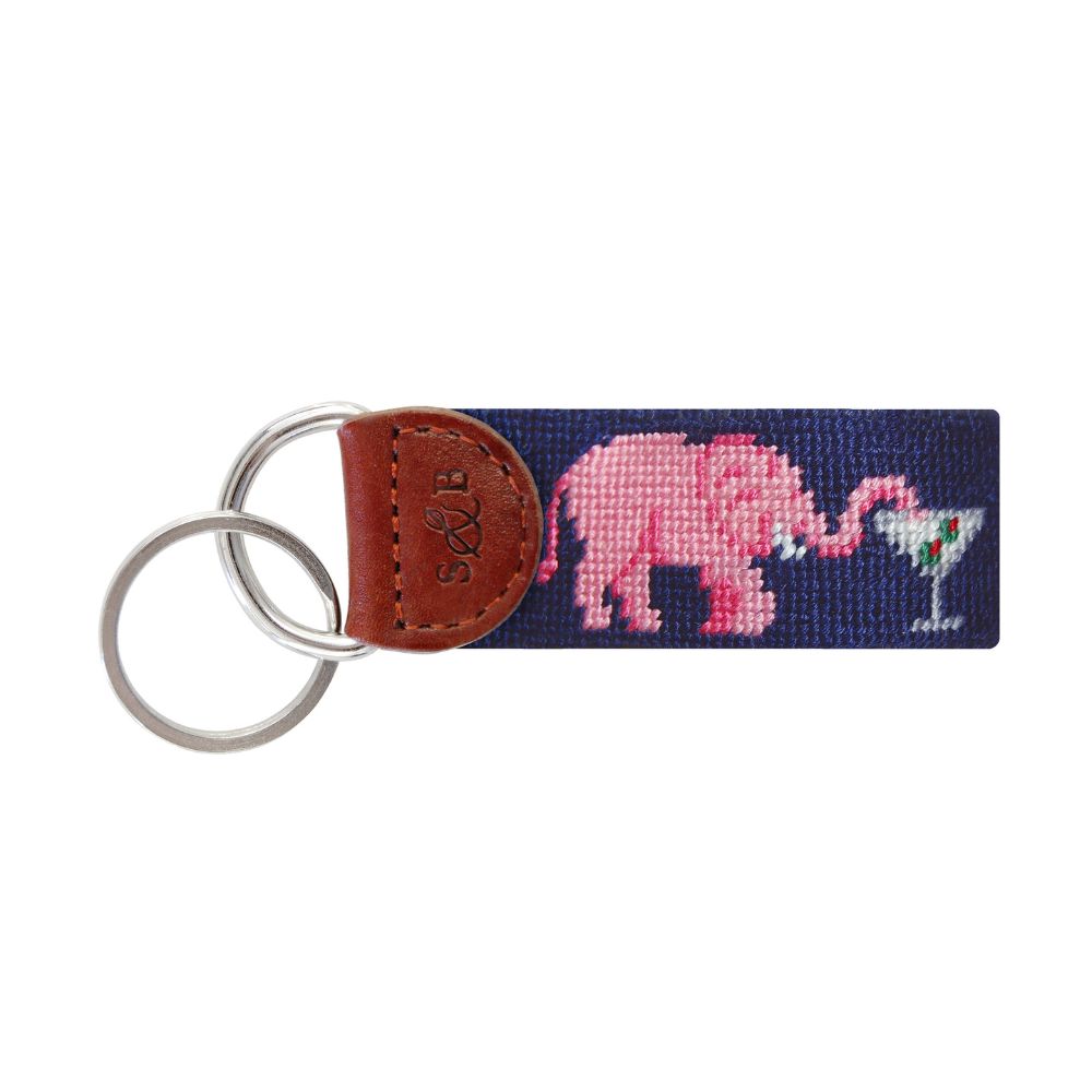 Elephant Martini Needlepoint Key Fob by Smathers & Branson - Country Club Prep