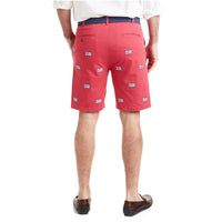 Stretch Twill Cisco Short with American Flag in Hurricane Red by Castaway Clothing - Country Club Prep