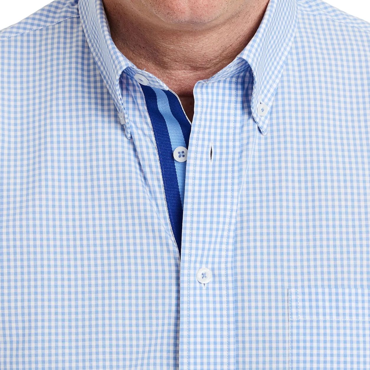 Blue Gingham Chase Shirt with Navy & Light Blue Grosgrain by Castaway Clothing - Country Club Prep