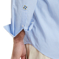 Blue Gingham Chase Shirt with Navy & Light Blue Grosgrain by Castaway Clothing - Country Club Prep
