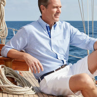 Blue Gingham Chase Shirt with Navy & Light Blue Grosgrain by Castaway Clothing - Country Club Prep