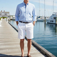 Blue Gingham Chase Shirt with Navy & Light Blue Grosgrain by Castaway Clothing - Country Club Prep