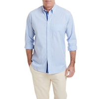 Blue Gingham Chase Shirt with Navy & Light Blue Grosgrain by Castaway Clothing - Country Club Prep