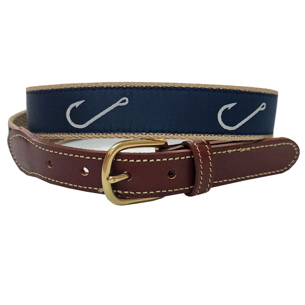 Nemo's Doom Fish Hook Leather Tab Belt by Country Club Prep