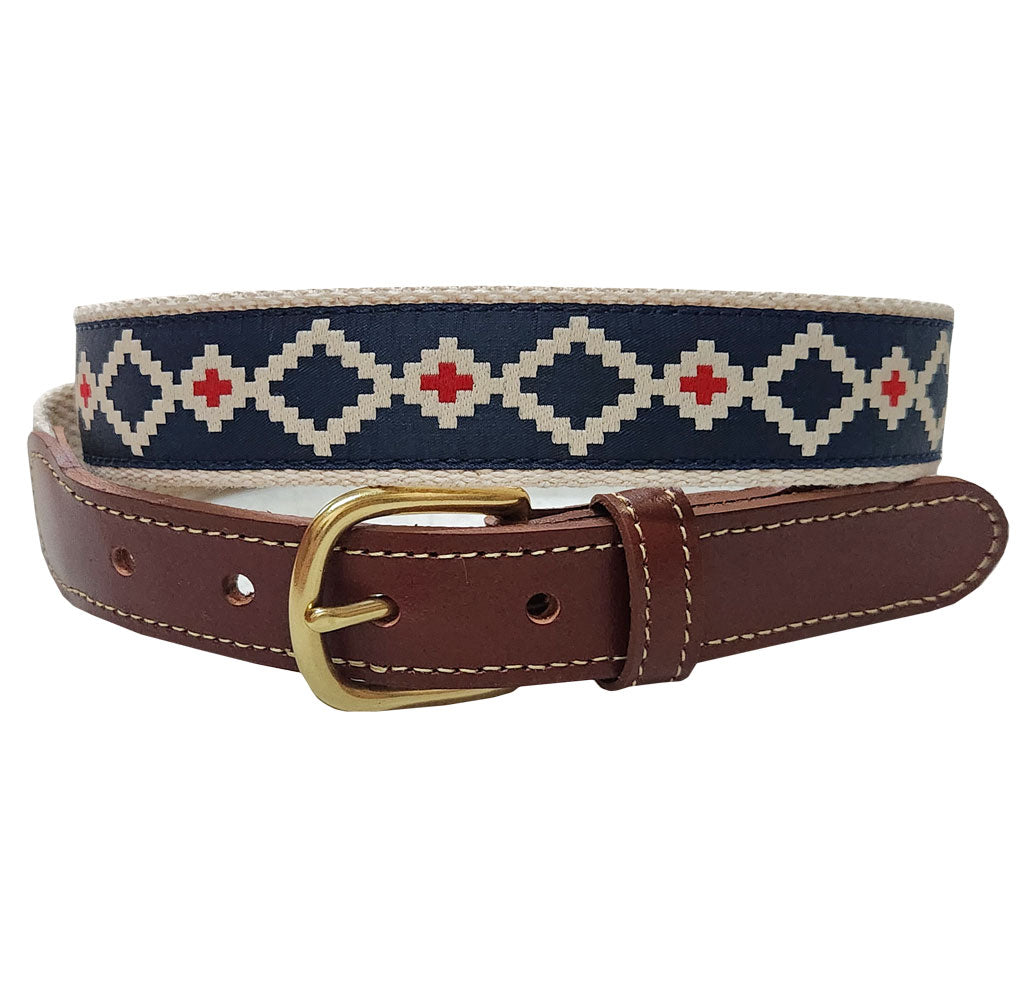 Pampas Pattern Leather Tab Belt by Country Club Prep - Country Club Prep