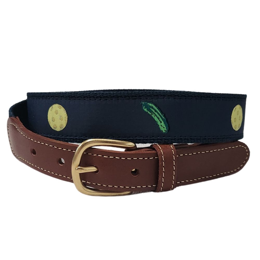 Potent Pickleball Leather Tab Belt by Country Club Prep - Country Club Prep