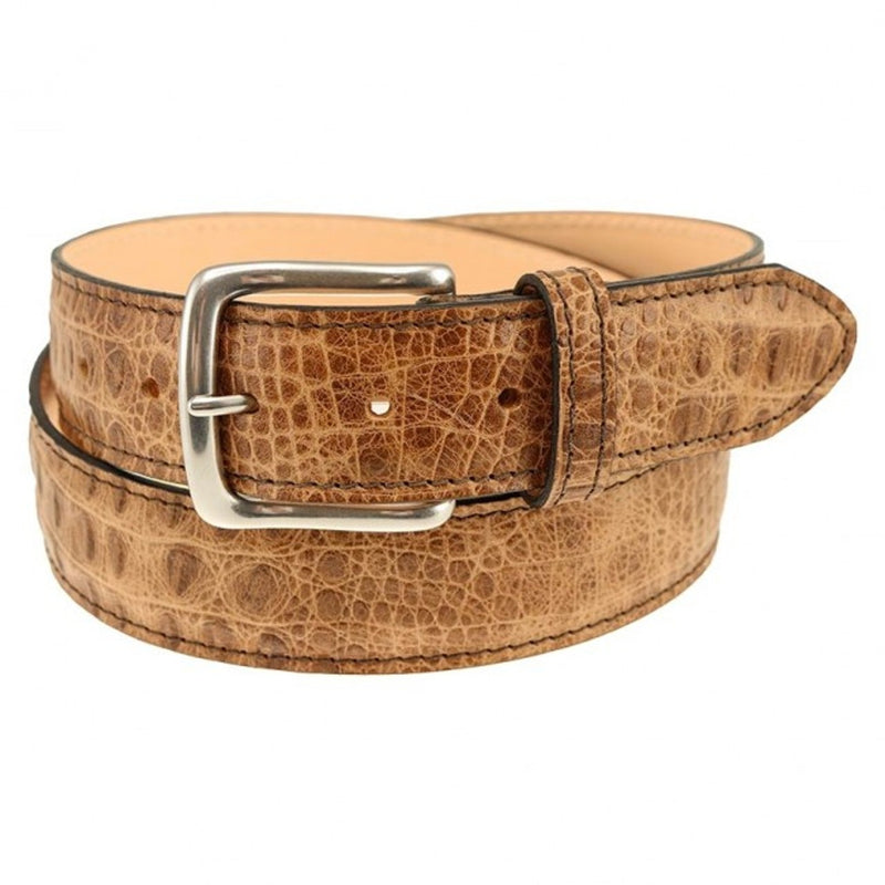 Travis Moc Croc Belt in Khaki by Country Club Prep - Country Club Prep