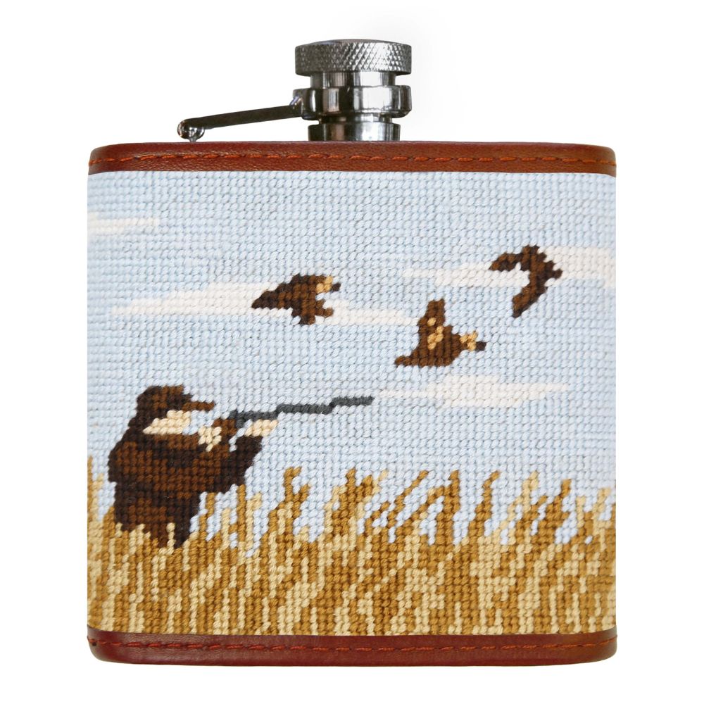 Upland Shoot Needlepoint Flask by Smathers & Branson - Country Club Prep