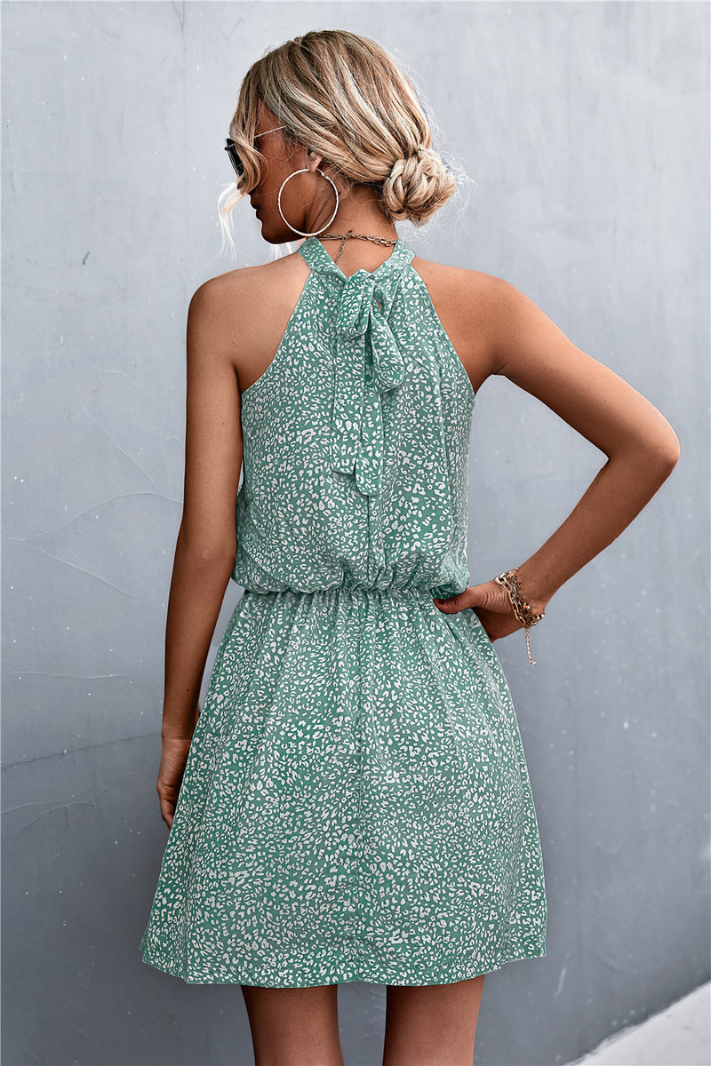 Trendy and Chic Printed Mini Dress in Green - Country Club Prep