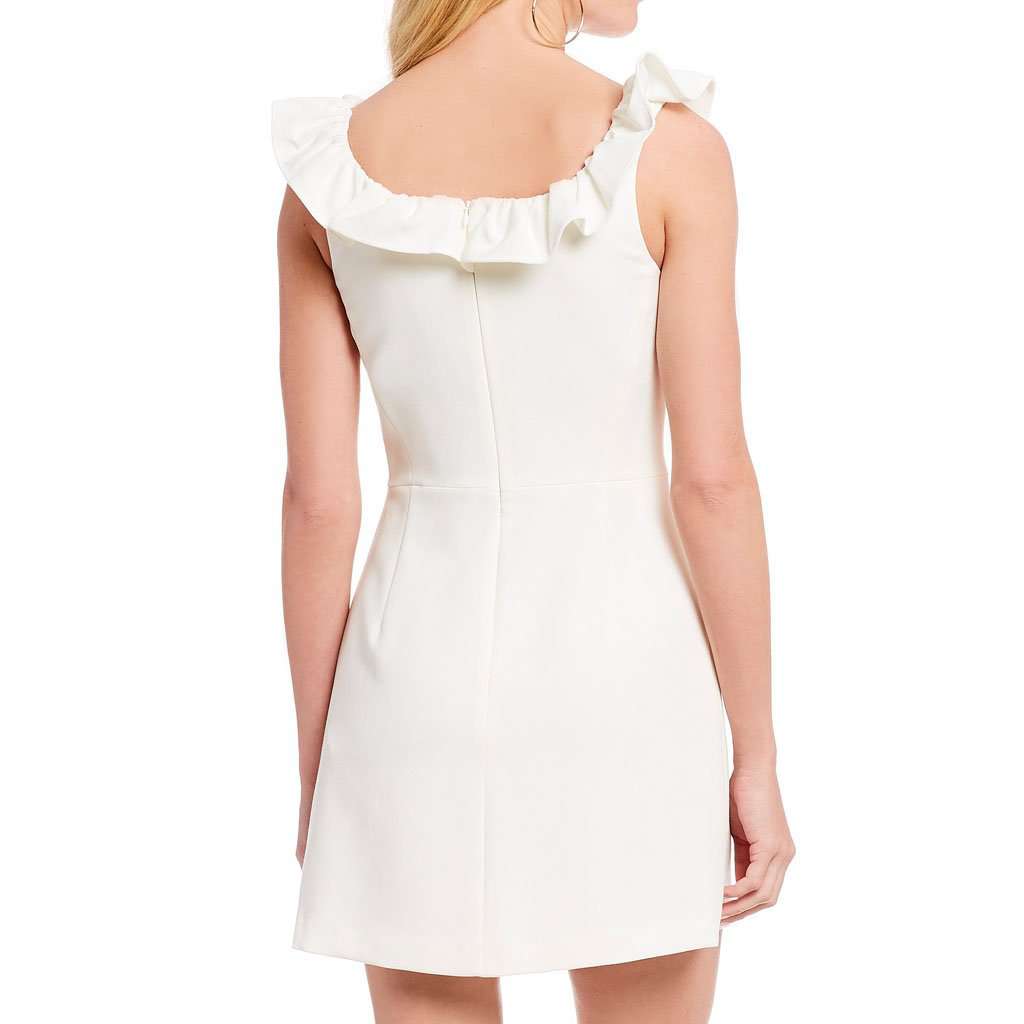 Whisper Ruffle Square Neck Sheath Mini-Dress by French Connection Summer  White / 0