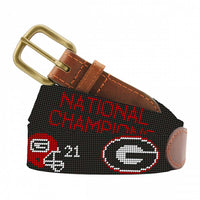 University of Georgia 2021 National Championship Needlepoint Belt by Smathers & Branson - Country Club Prep