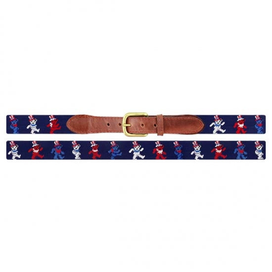 Dancing Bears Uncle Sam Needlepoint Belt by Smathers & Branson - Country Club Prep