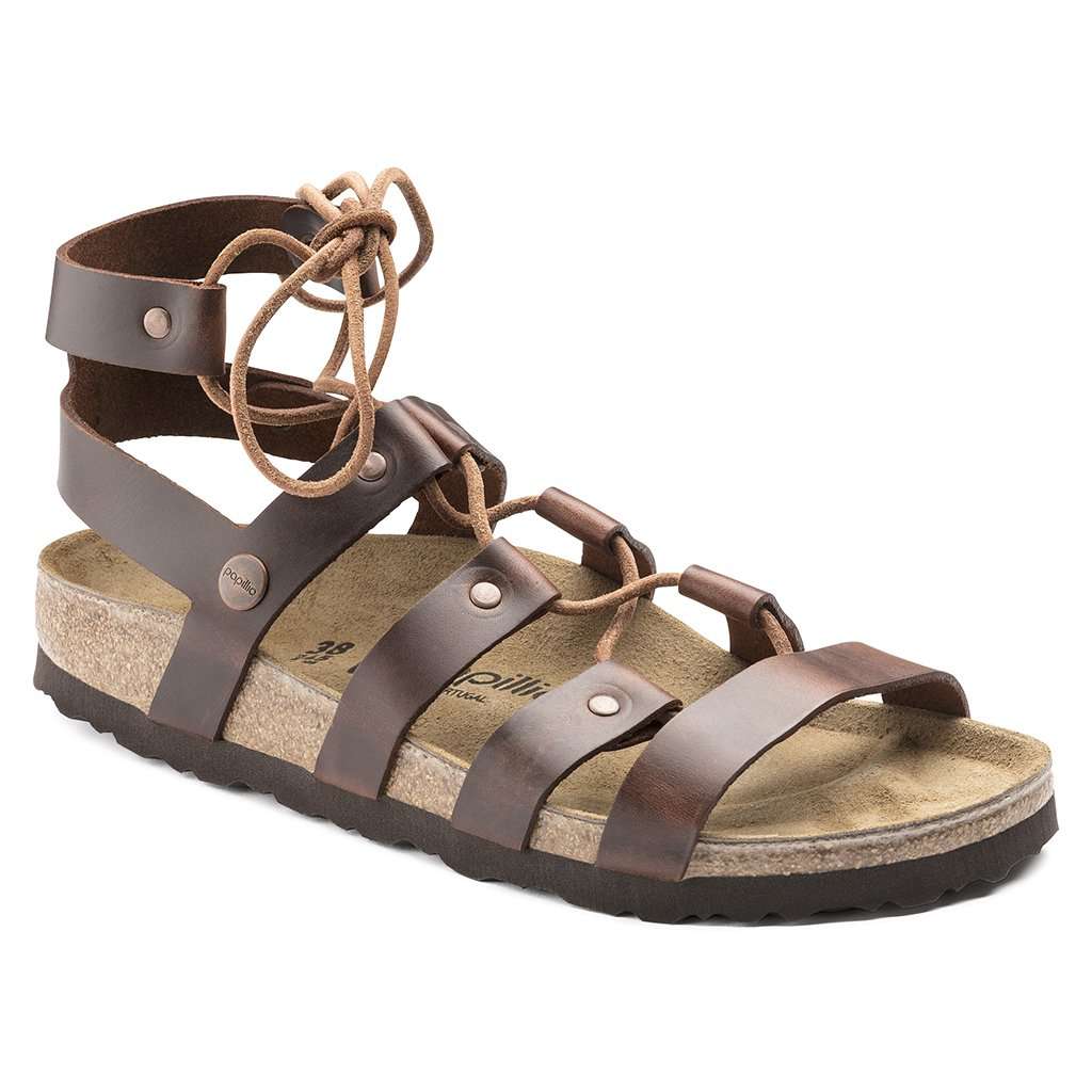 Women's Cleo Papillio Natural Leather Sandal in Cognac by Birkenstock - Country Club Prep