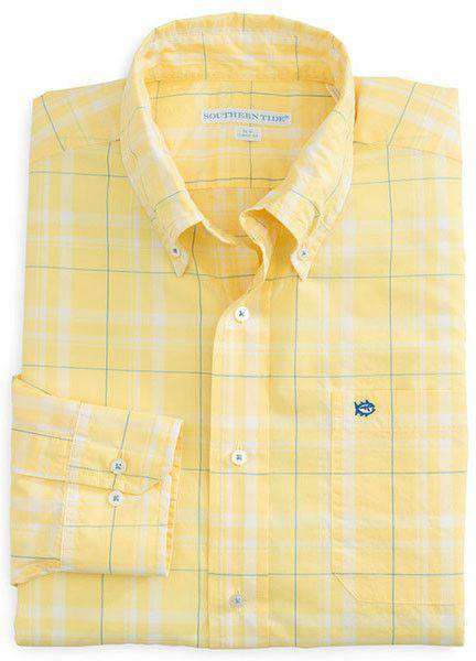 Windsail Plaid Classic Fit Sport Shirt in Sunshine Yellow by Southern Tide - Country Club Prep