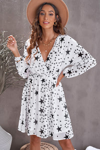 Star Pattern Surplice Dress - Country Club Prep