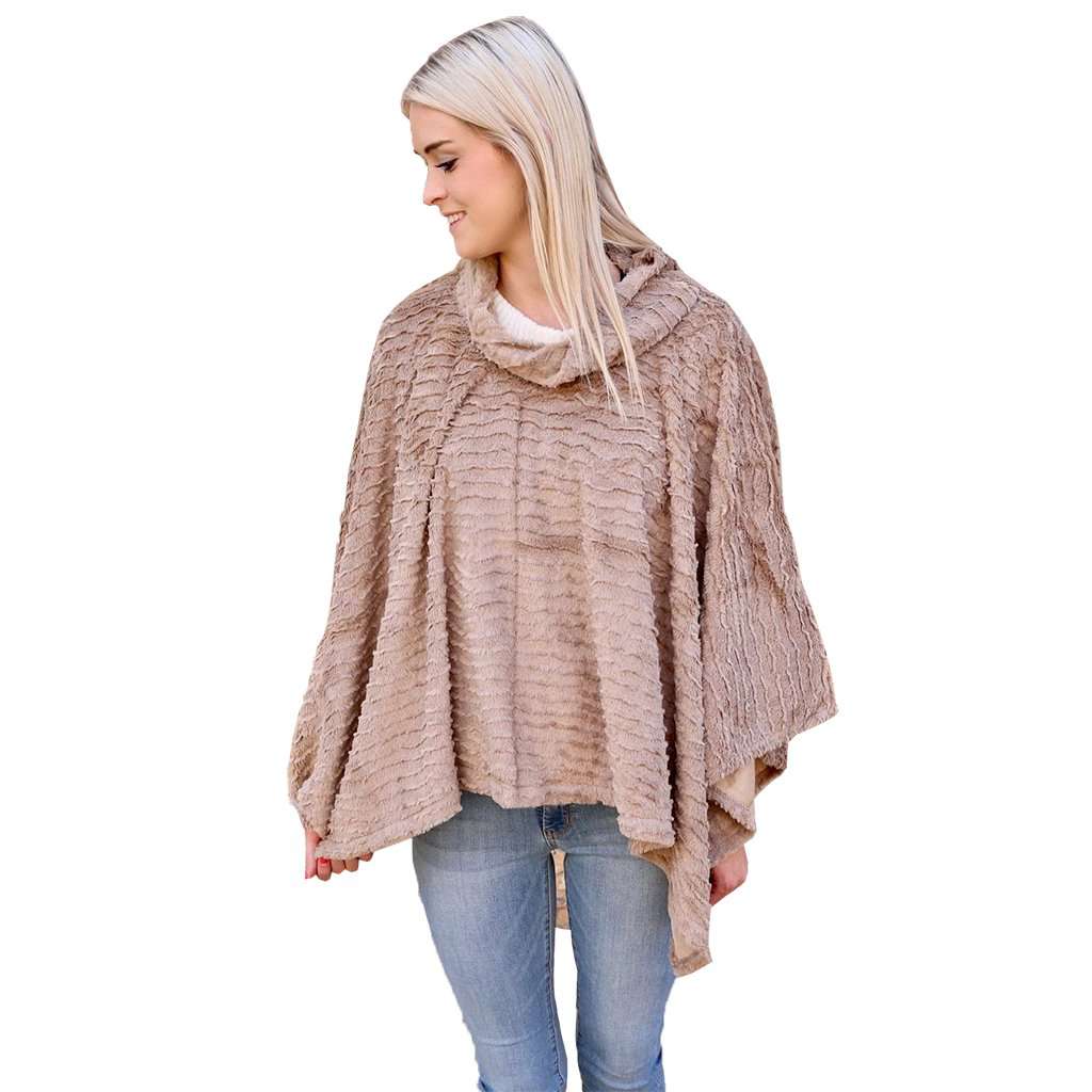 Finely Faux Fur Poncho by Caroline Hill - Country Club Prep