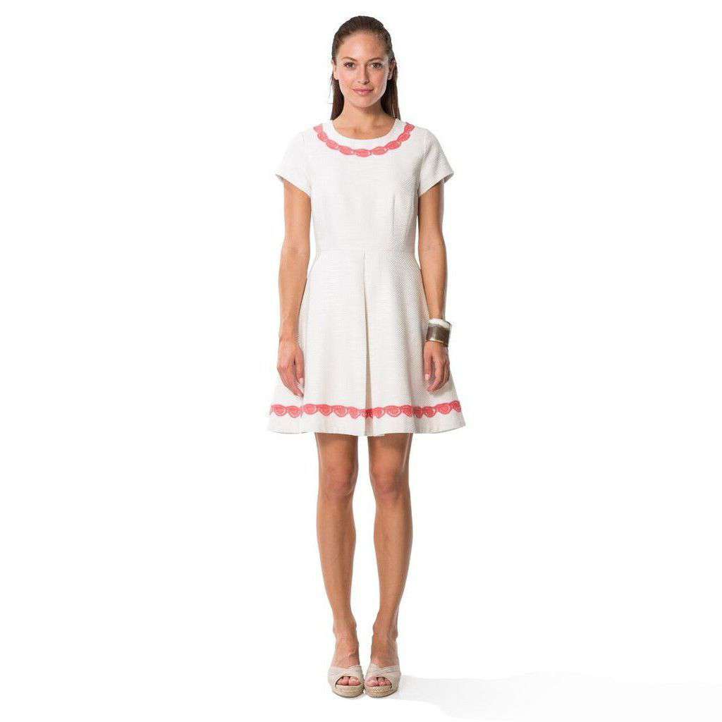 Basket Fit and Flare White Dress with Lace by Sail to Sable - Country Club Prep