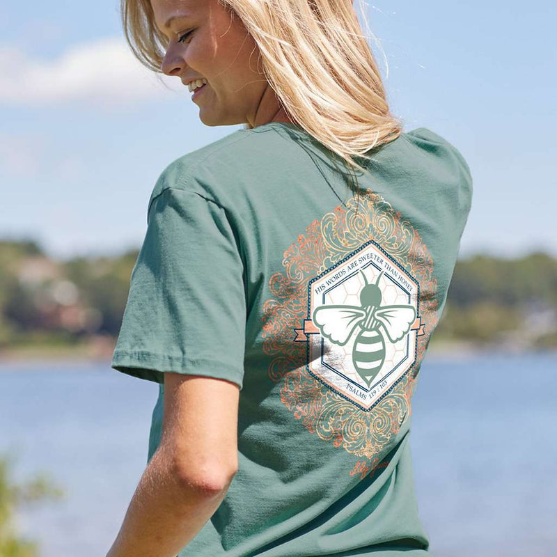 Sweeter Than Honey Tee in Light Green by Lily Grace - Country Club Prep