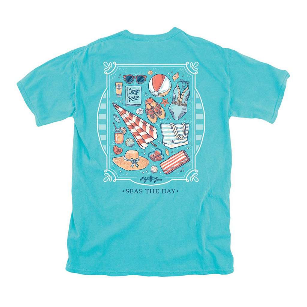 Seas the Day Beach Supplies Tee in Tide by Lily Grace - Country Club Prep