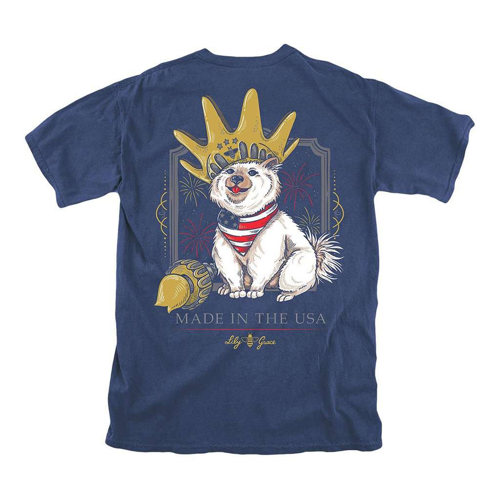 USA Pomeranian Tee in Navy by Lily Grace - Country Club Prep