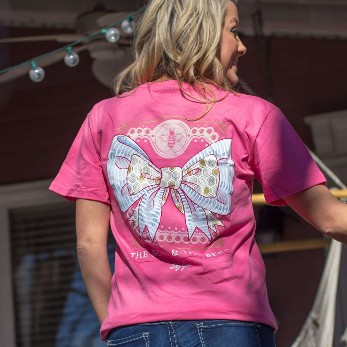 The Bows & The Bees Tee in Crunchberry by Lily Grace - Country Club Prep