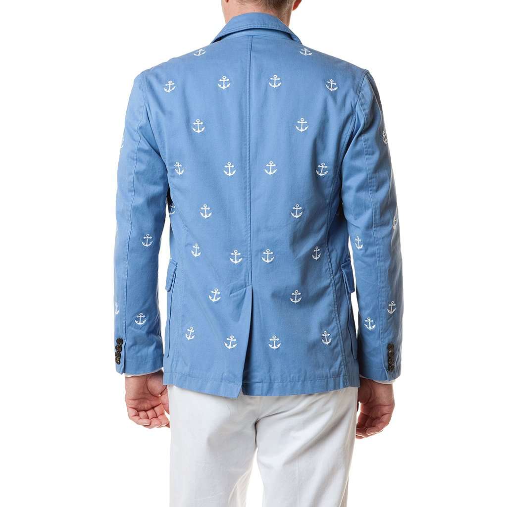 Spinnaker Blazer With Embroidered White Anchor in Storm by Castaway Clothing - Country Club Prep
