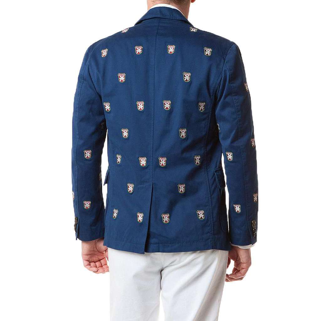 Spinnaker Blazer With Embroidered Bushwood Crest in Atlantic by Castaway Clothing - Country Club Prep