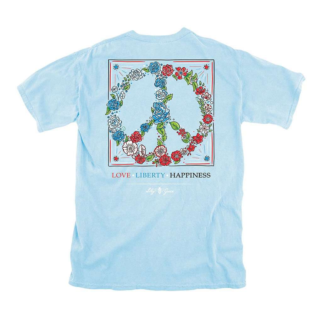 Love, Liberty, Happiness Tee in Chambray by Lily Grace - Country Club Prep