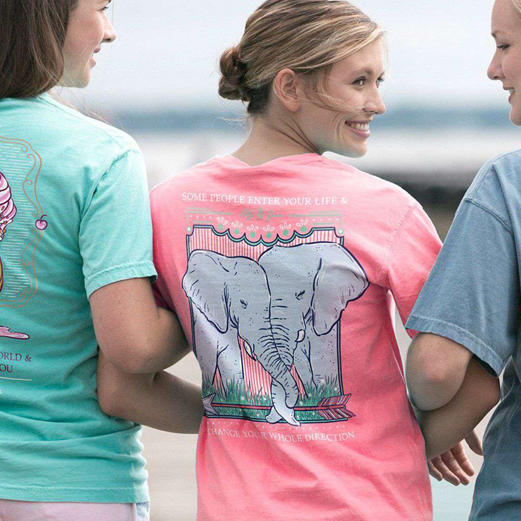 Elephants Tee in Salmon by Lily Grace - Country Club Prep