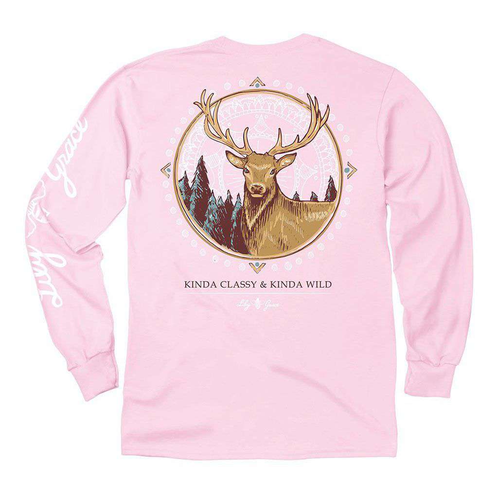 Deer Long Sleeve Tee in Blossom by Lily Grace - Country Club Prep