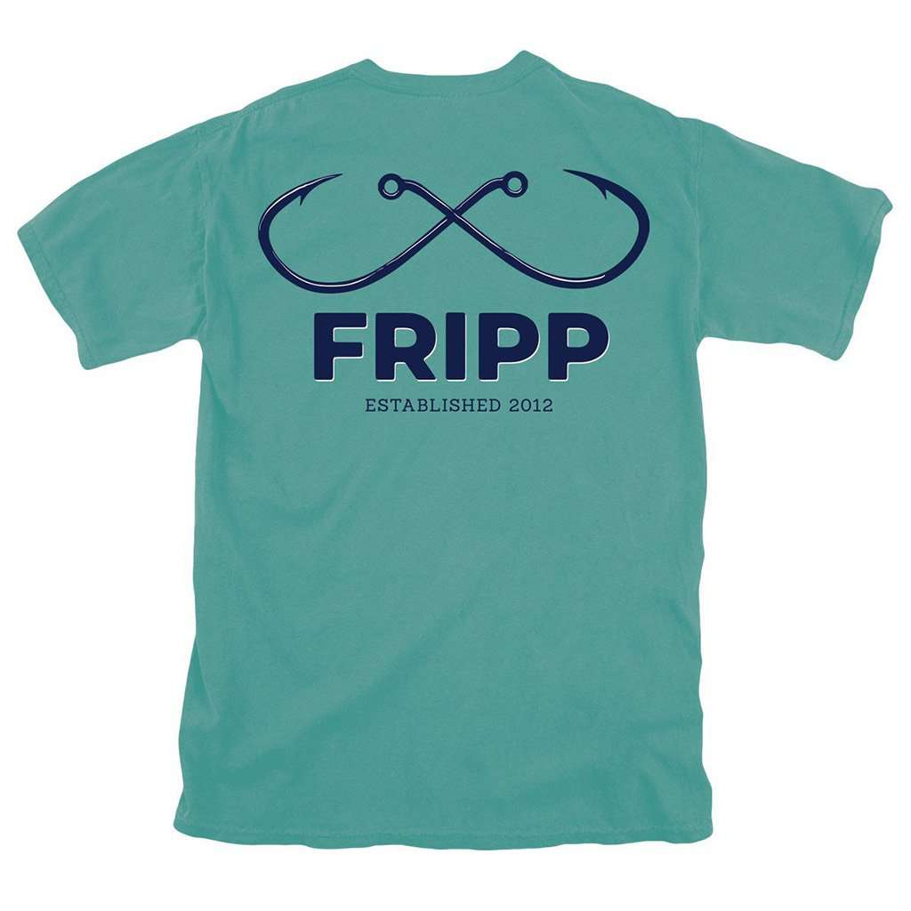 Fishing Hooks Logo Tee in Seafoam by Fripp Outdoors - Country Club Prep
