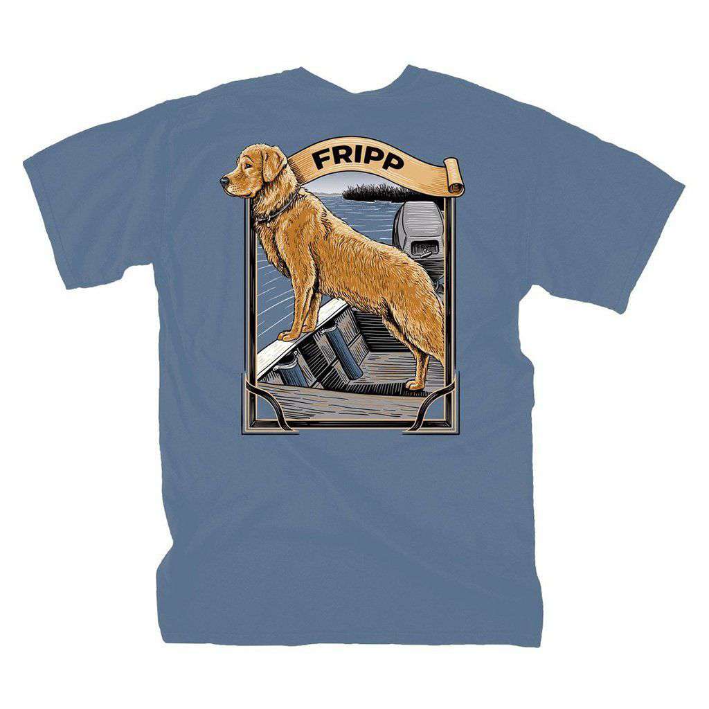 Dog & Jon Boat T-Shirt in Marine Blue by Fripp Outdoors - Country Club Prep