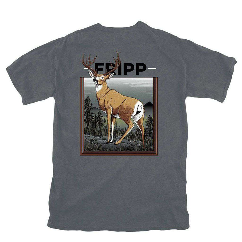 Deer on Rocks T-Shirt in Pepper by Fripp Outdoors - Country Club Prep