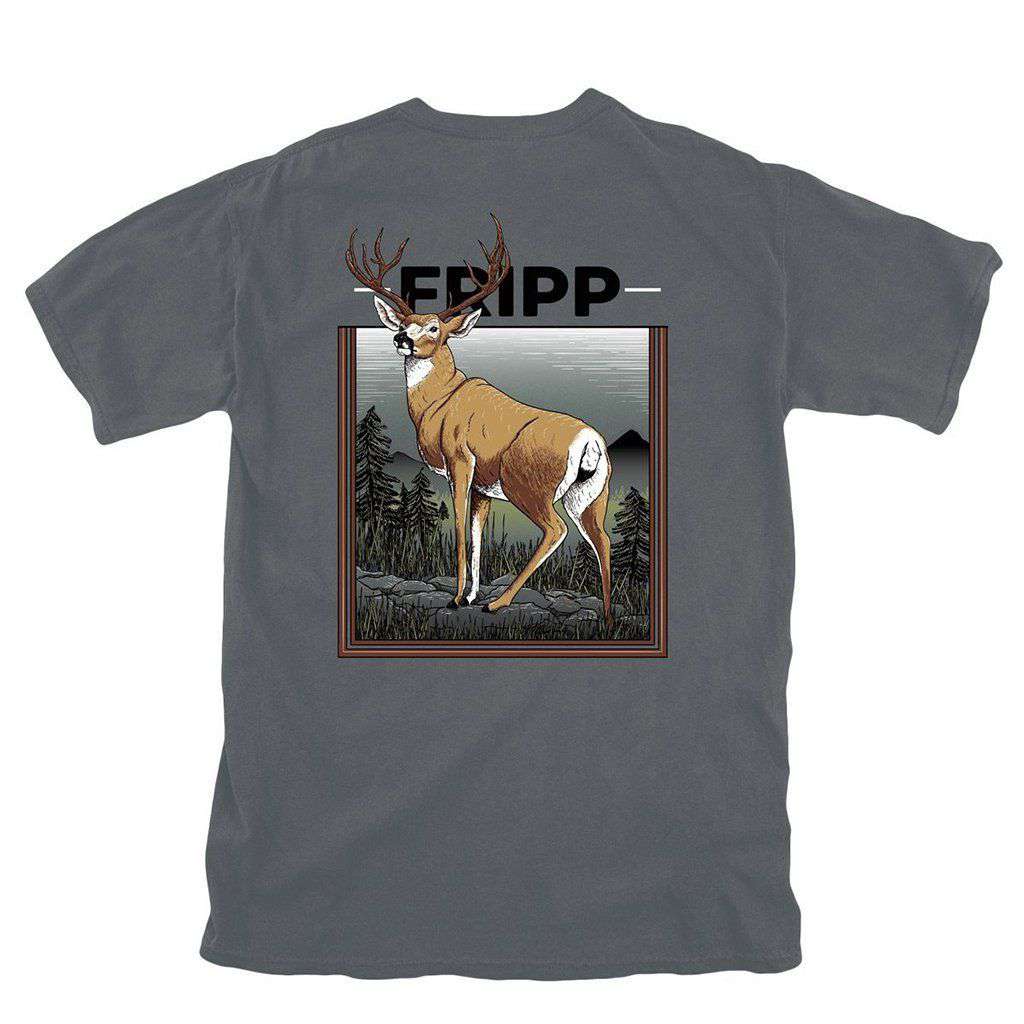 Deer on Rocks T-Shirt in Pepper by Fripp Outdoors - Country Club Prep