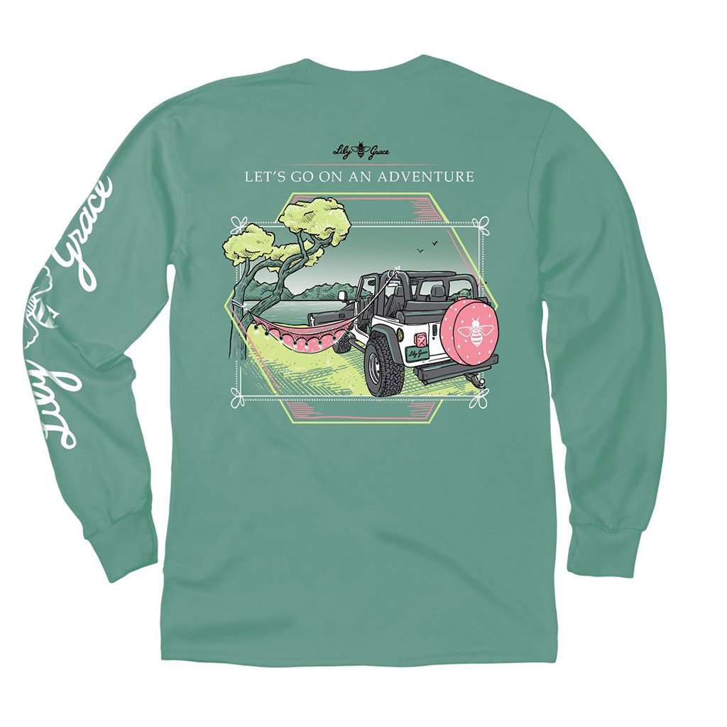 Go on an Adventure Long Sleeve Tee in Light Green by Lily Grace - Country Club Prep