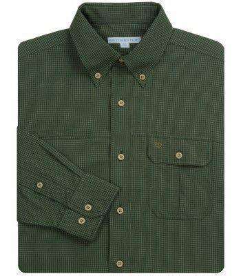 Cashiers Check Outdoor Sport Shirt in Green Pine by Southern Tide - Country Club Prep