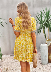 Floral Buttoned Puff Sleeve Dress - Country Club Prep