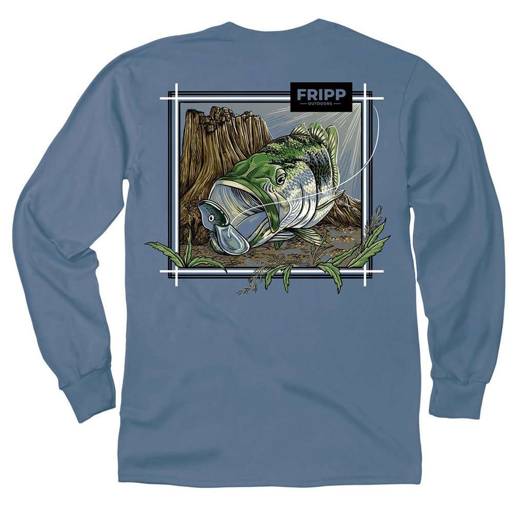 Large Mouth Bass Underwater Long Sleeve Tee by Fripp Outdoors - Country Club Prep