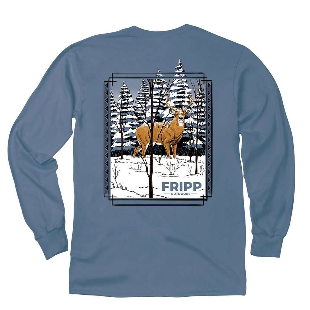 Deer In Snow Long Sleeve Tee by Fripp Outdoors - Country Club Prep