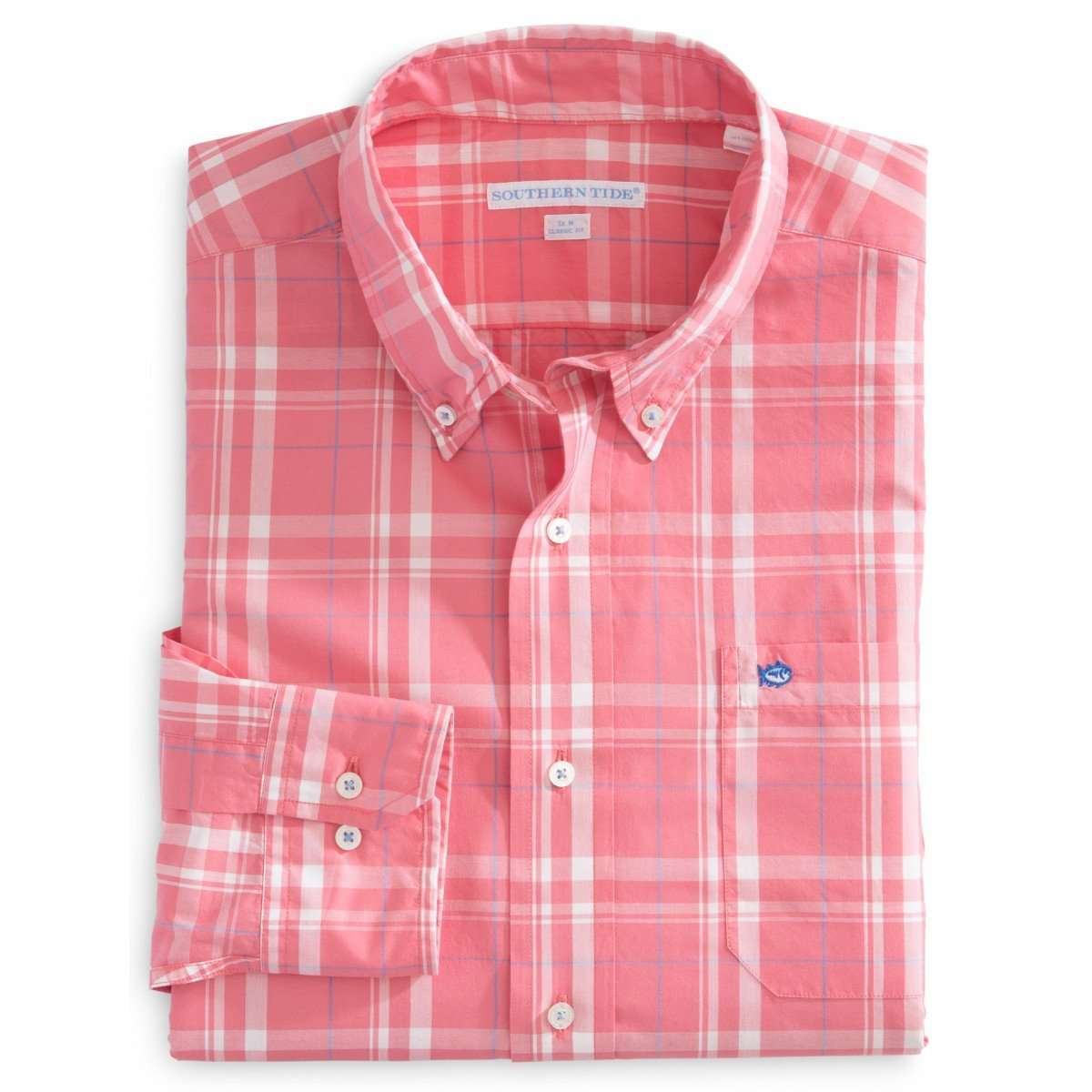 Windsail Plaid Classic Fit Sport Shirt in Coral Beach by Southern Tide - Country Club Prep