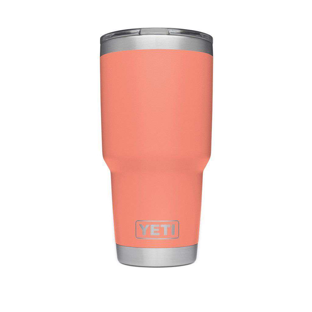 30 oz. DuraCoat  Rambler Tumbler in Coral with Magslider™ Lid by YETI - Country Club Prep