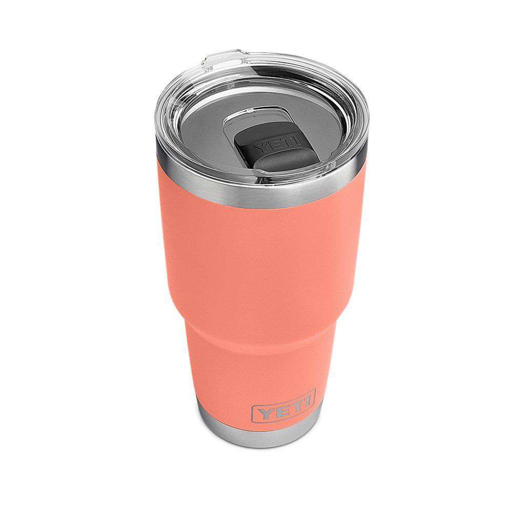 30 oz. DuraCoat  Rambler Tumbler in Coral with Magslider™ Lid by YETI - Country Club Prep